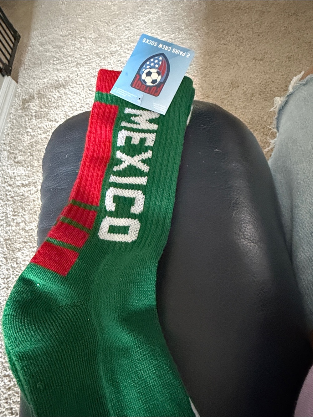 MEXICO WORLD CUP 2026 Men's Crew Socks White Athletic SKATERS 2 pairs 2026 - Picture 2 of 9